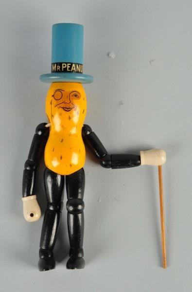 MR PEANUT JOINTED WOODEN FIGURE.                  