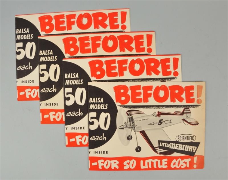 LOT OF 4: TOY AIRPLANE ADVERTISING POSTERS.       