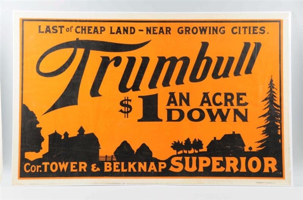 EARLY TRUMBULL REAL ESTATE PAPER POSTER.          