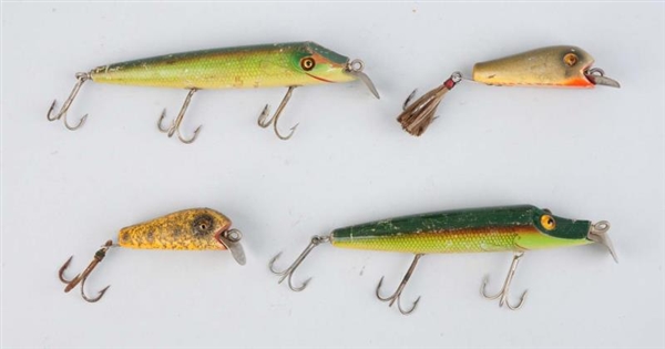 LOT OF 4: SHAKESPEARE WOOD LURES.                 