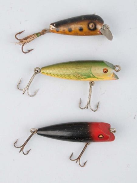 LOT OF 3: WOODEN SHAKESPEARE BAITS.               