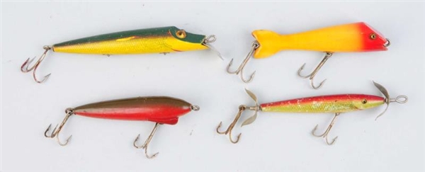 LOT OF 4: SHAKESPEARE WOOD LURES.                 