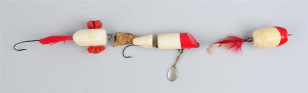 LOT OF 3:  RED AND WHITE FISHING LURES            