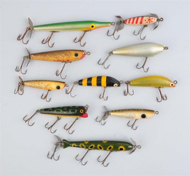 LOT OF 10: WOODEN FLORIDA BAITS.                  