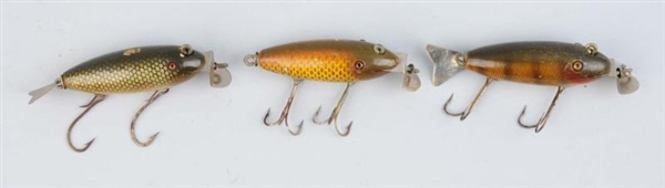 LOT OF 3:  CREEK CHUB DELUXE WAGTAILS.            