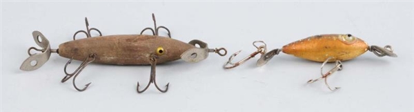 LOT OF 2:  WOODEN GLASS EYED BAITS.               
