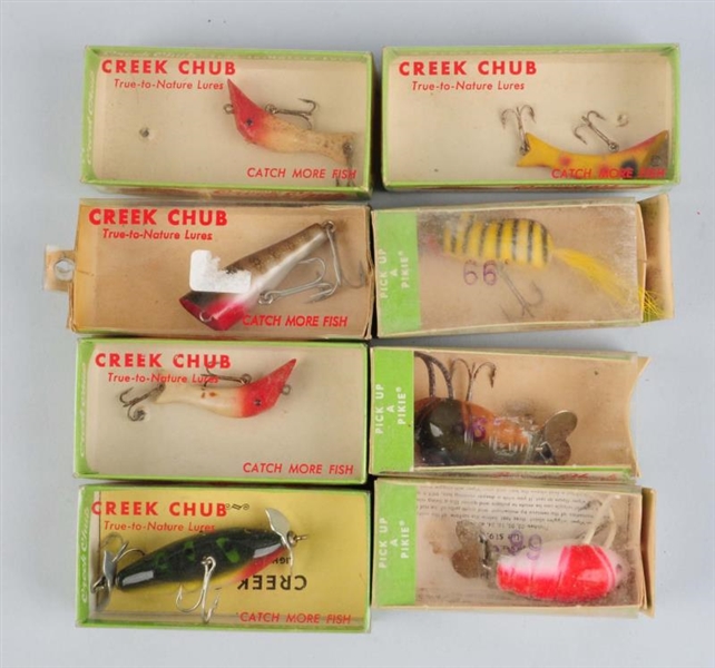 LOT OF 8 "CREEK CHUB" FISHING LURES               