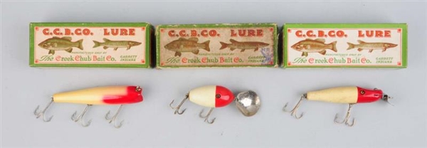 LOT OF 3: CCB CO WOOD BAITS IN BOXES.             