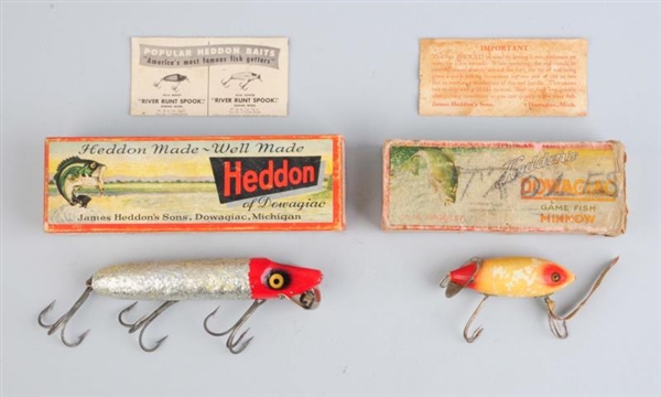 LOT OF 2: HEDDON WOOD BAITS IN BOXES.             