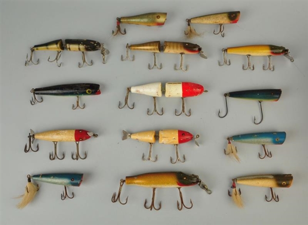 LOT OF 14: CCBC MUSKY AND SALTWATER BAITS.        