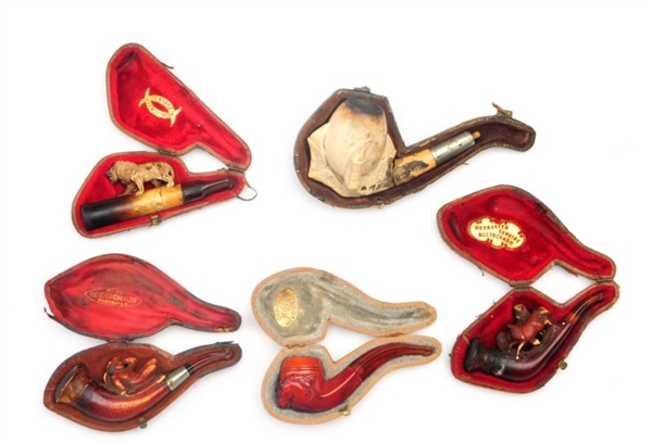 COLLECTION OF 5 MEERSCHAUM PIPES.                 