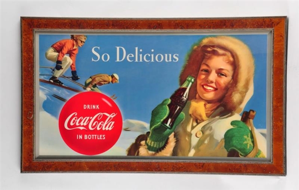 1950’S COCA COLA SKIING CARDBOARD SIGN.           