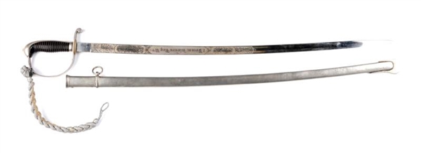 ETCHED GERMAN SWORD WITH SHEATH.                  