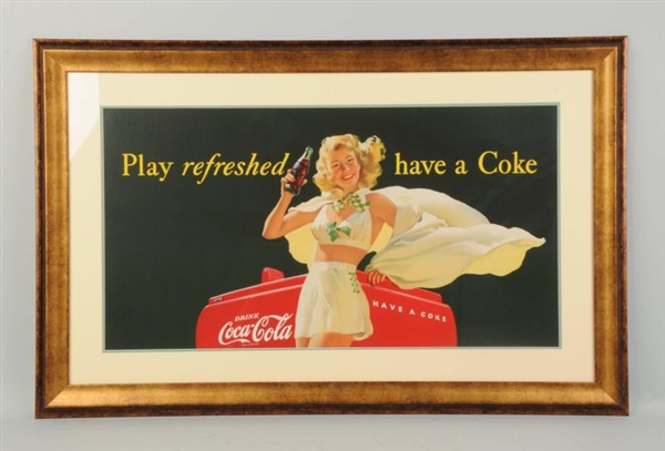 1950S "PLAY REFRESHED" CARDBOARD SIGN.           