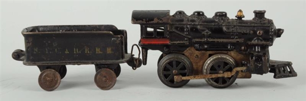 EARLY CAST IRON WORK TRAIN AND TENDER.            