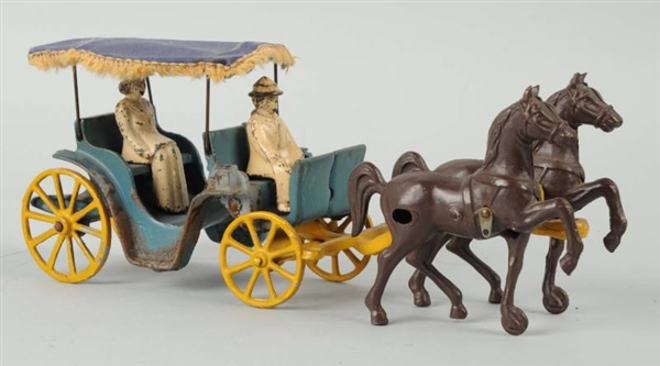 STANLEY TOYS CAST IRON HORSE & BUGGY WITH RIDERS. 