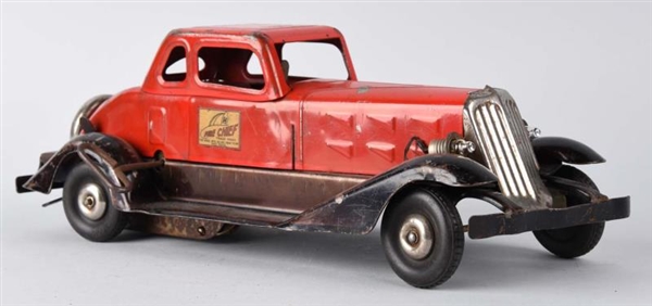 HOGE RED FIRE CHIEF DELUXE COUPE AUTOMOBILE TOY.  