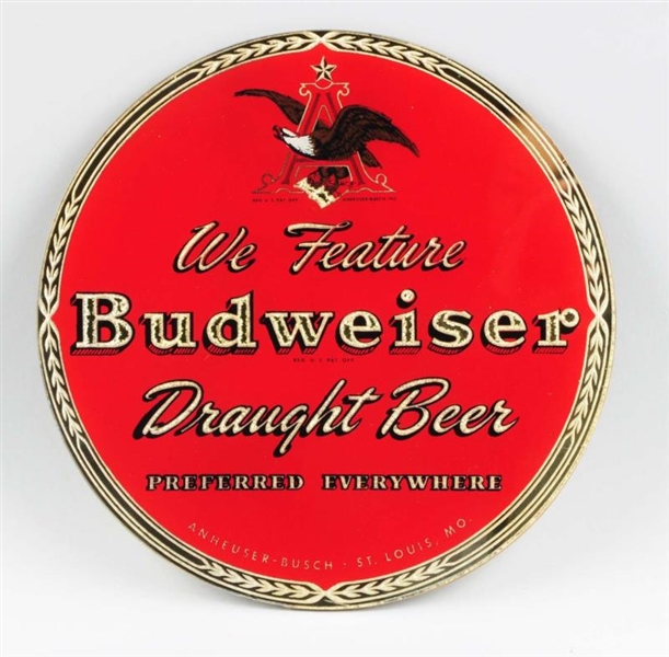 1940S-50S BUDWEISER REVERSE ON GLASS SIGN.        