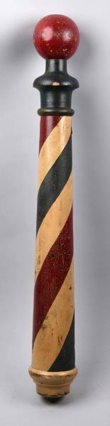 PAINTED WOODEN BARBER POLE.                       