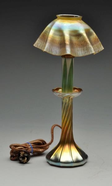 TIFFANY CANDLE LAMP WITH SHADE.                   