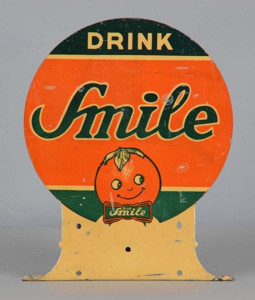 DRINK SMILE ORANGE SODA TIN FLANGE SIGN           