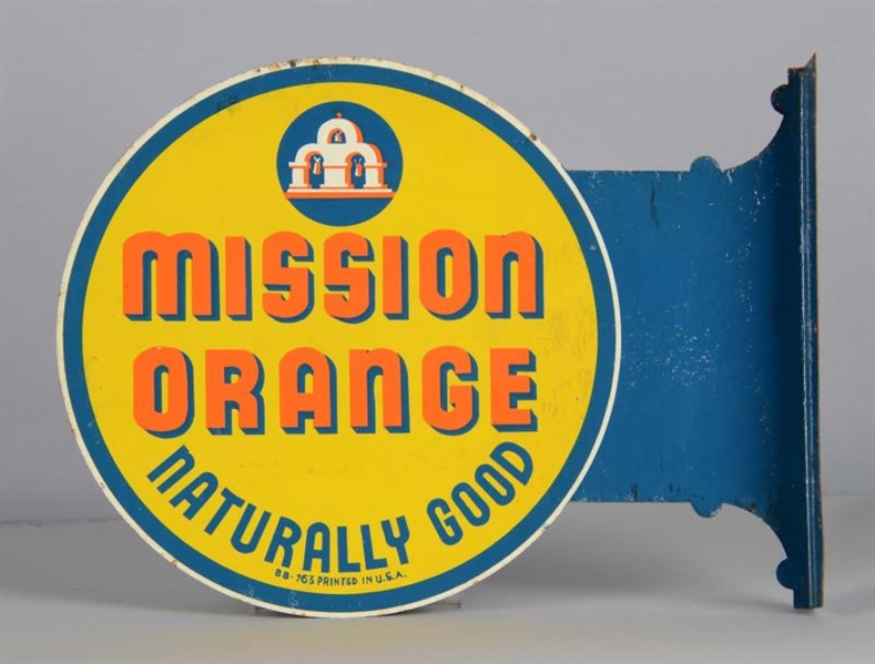 MISSION ORANGE SODA TIN FLANGE SIGN               