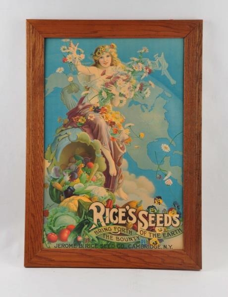 EARLY RICES SEEDS PAPER LITHO SIGN.              