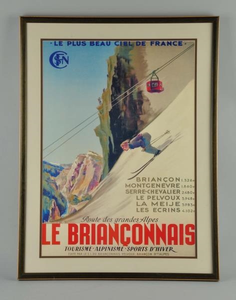 1930S FRENCH LE BRIANCONNAIS SKIING POSTER.      