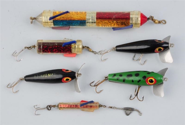 LOT OF 6: ASSORTED FISHING LURES.                 