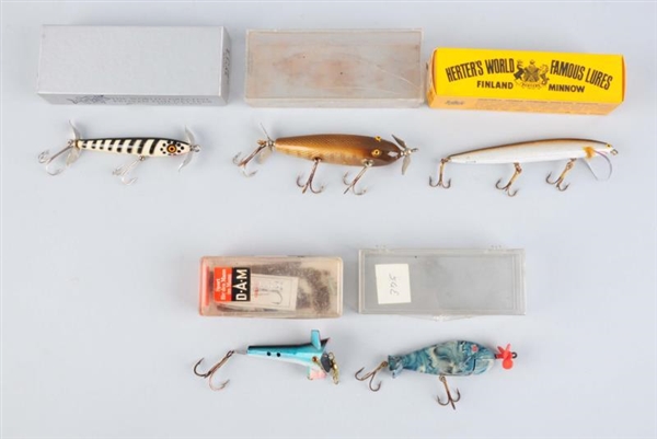 LOT OF 5: ASSORTED BAITS IN BOXES.                