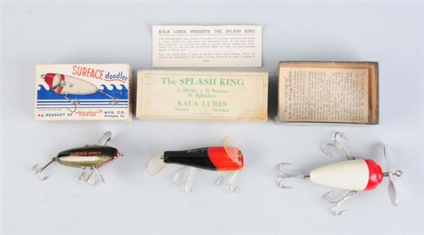 LOT OF 3: ASSORTED FISHING LURES IN BOXES.        