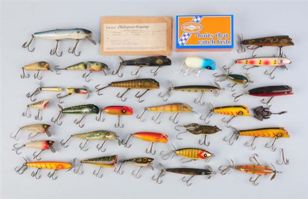 LOT OF 25+ PFLUEGER AND SHAKESPEARE BAITS.        