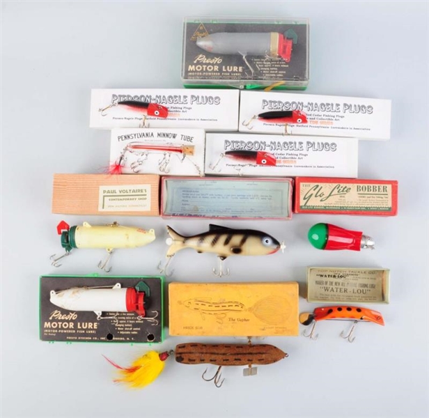 LOT OF 11 ASSORTED FISHING LURES IN BOXES         