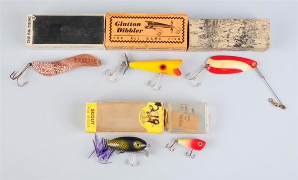 LOT OF 5:  ASSORTED FISHING LURES IN BOXES.       