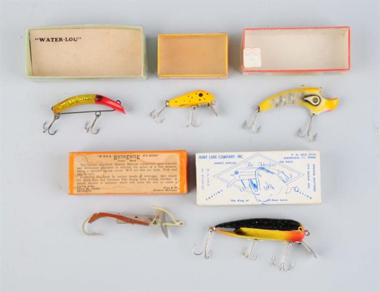 LOT OF 5:  ASSORTED FISHING LURES IN BOXES.       