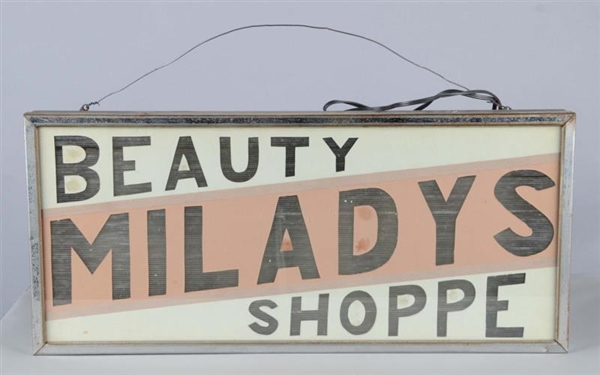 MILADYS BEAUTY SHOPPE LIGHTED ADVERTISING SIGN    