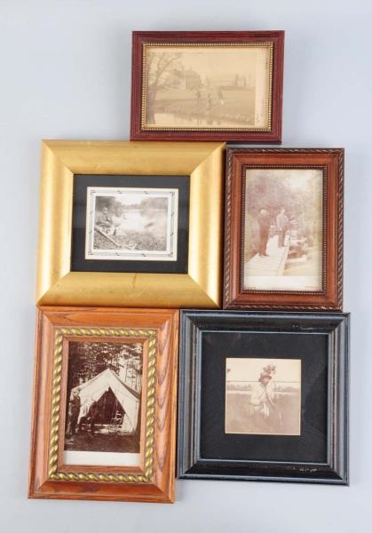 LOT OF 5: FRAMED FISHING PICTURES.                