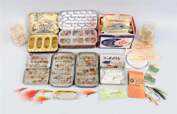 LOT OF ASSORTED FISHING LURES AND LINES           