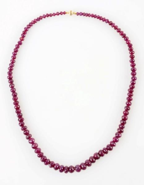 RUBY BEADED NECKLACE.                             