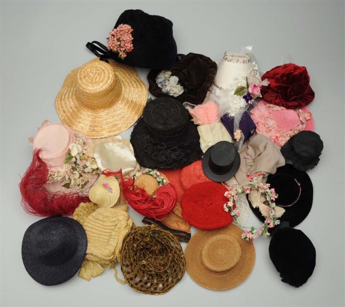 LOT OF DOLL HATS.                                 