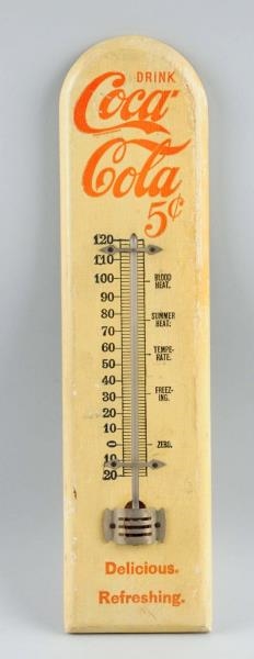FRESH & EARLY WOODEN COCA-COLA THERMOMETER.       