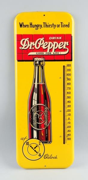 1940S DR. PEPPER TIN THERMOMETER.                 