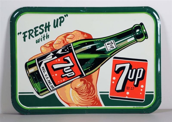 1949 7-UP EMBOSSED TIN SIGN.                      