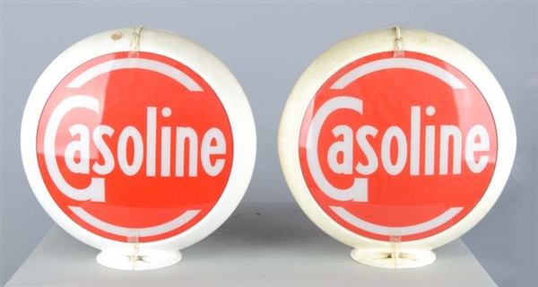LOT OF 2: GASOLINE GAS PUMP GLOBE TOP SIGNS       