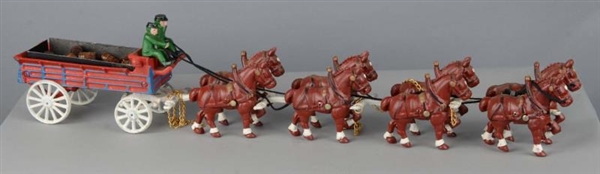 BUDWEISER PAINTED CAST-IRON 8-HORSE BEER WAGON    