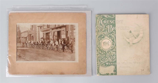 1897 CRESCENT BICYCLE CATALOG & BICYCLE PHOTO.    