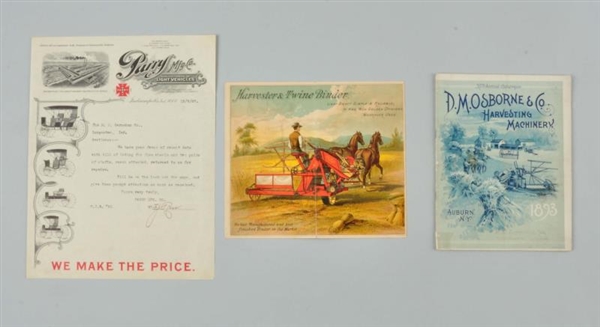 LOT OF 3: EARLY ADVERTISING PAPER ITEMS.          