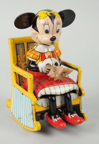 MINNIE MOUSE SEAMSTRESS TIN WIND-UP TOY BY LINEMAR