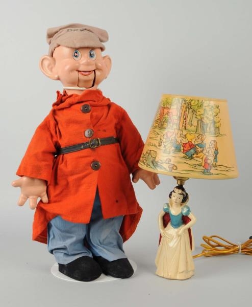 LOT OF 2: DOPEY DOLL & SNOW WHITE LAMP.           