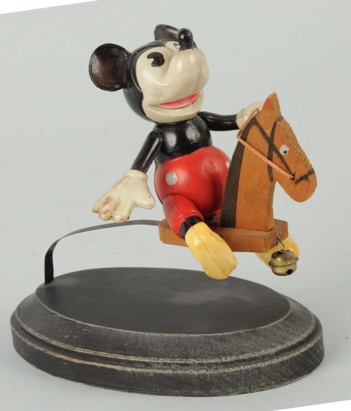 CELLULOID MICKEY MOUSE HOBBY HORSE SPRING TOY.    